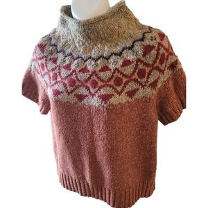 Evan Picone Southwestern Pattern Fair Isle Cropped Sweater Size Large Vintage